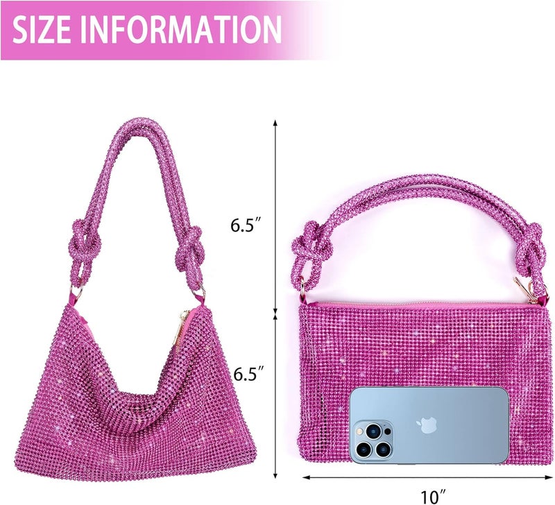 NEWROGENG Rhinestone Purse Sparkly Evening bag Silver Clutch Purses for Women Evening, Cross Body Handbags for Party Prom Club Wedding - Image 4